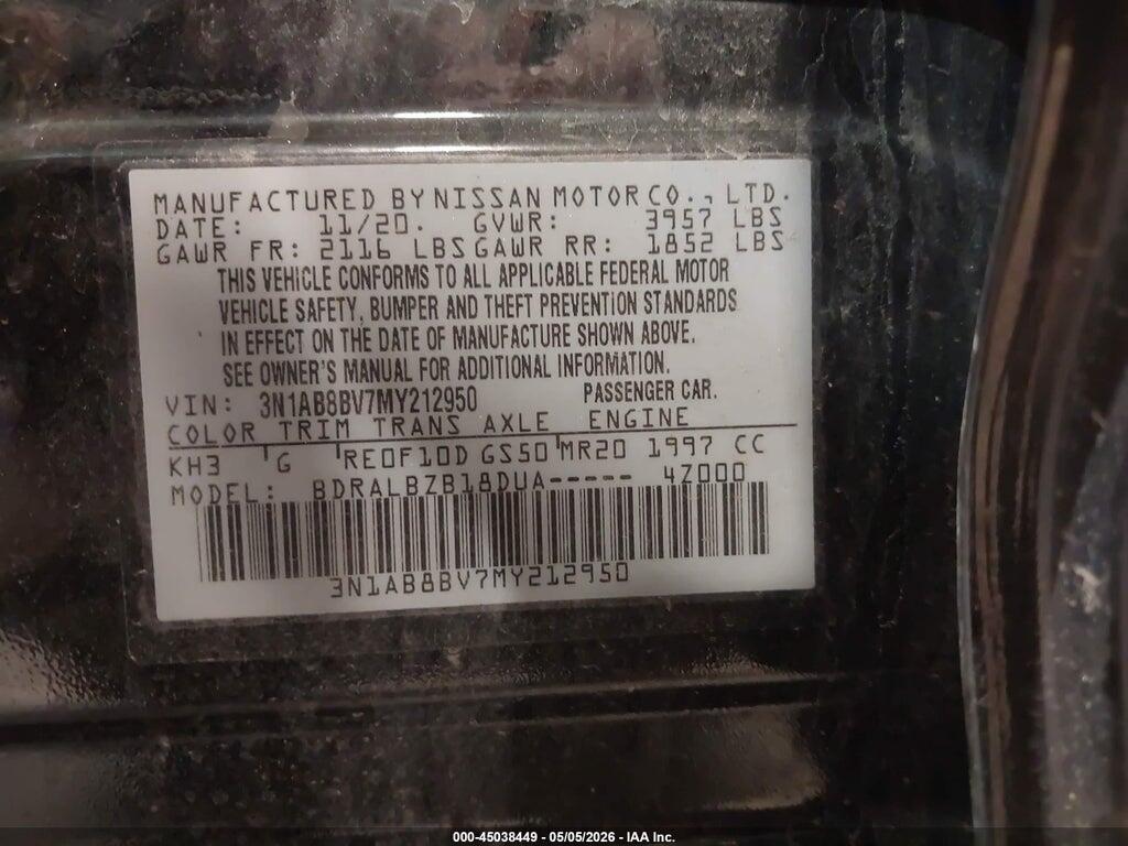3N1AB8BV7MY212950 2021 NISSAN SENTRA photo no. 9