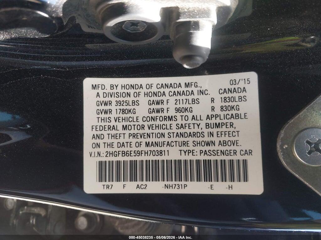 2HGFB6E59FH703811 2015 HONDA CIVIC photo no. 9
