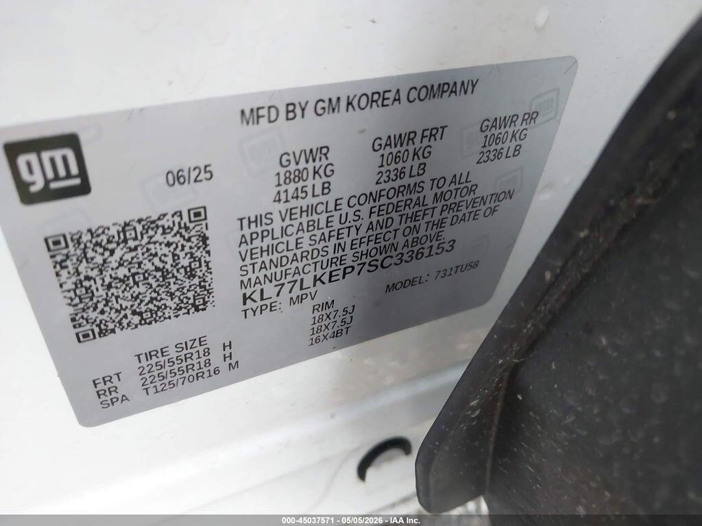 KL77LKEP7SC336153 2025 CHEVROLET TRAX photo no. 9