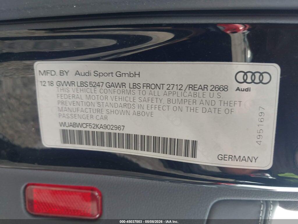WUABWCF52KA902967 2019 AUDI RS 5 photo no. 9