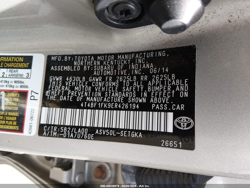 4T4BF1FK9ER426194 2014 TOYOTA CAMRY photo no. 9