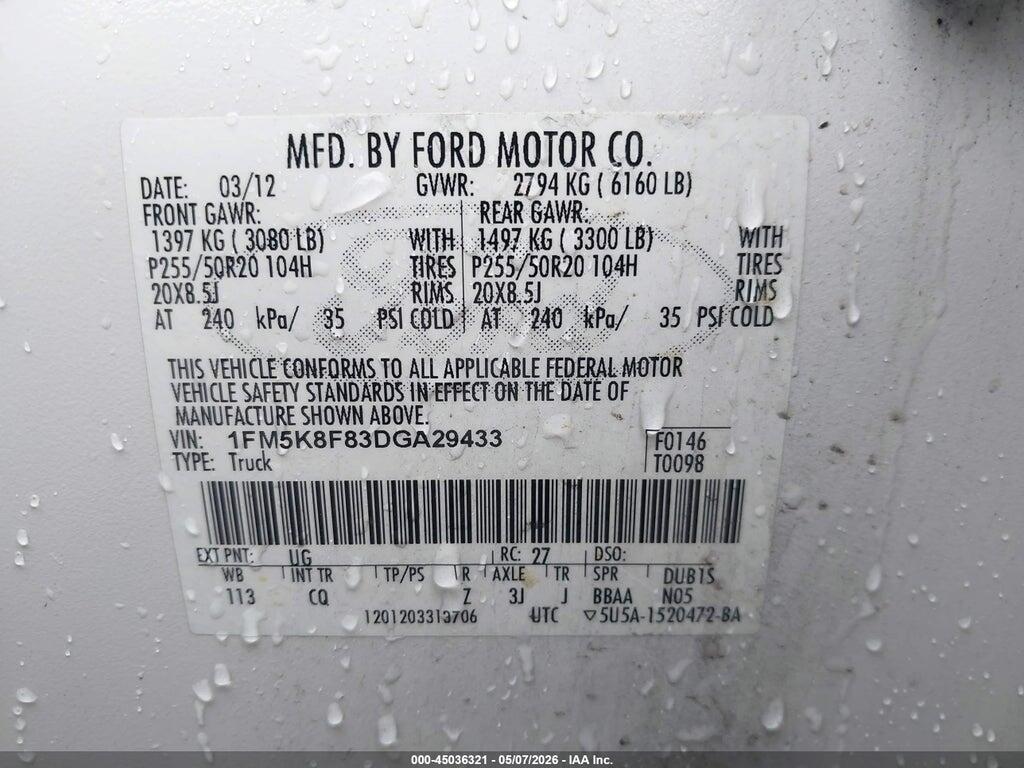 1FM5K8F83DGA29433 2013 FORD EXPLORER photo no. 9