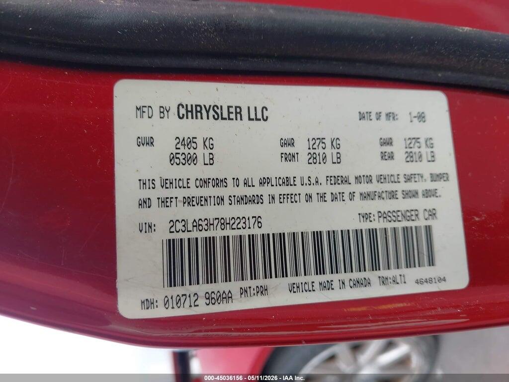 2C3LA63H78H223176 2008 CHRYSLER 300C photo no. 9