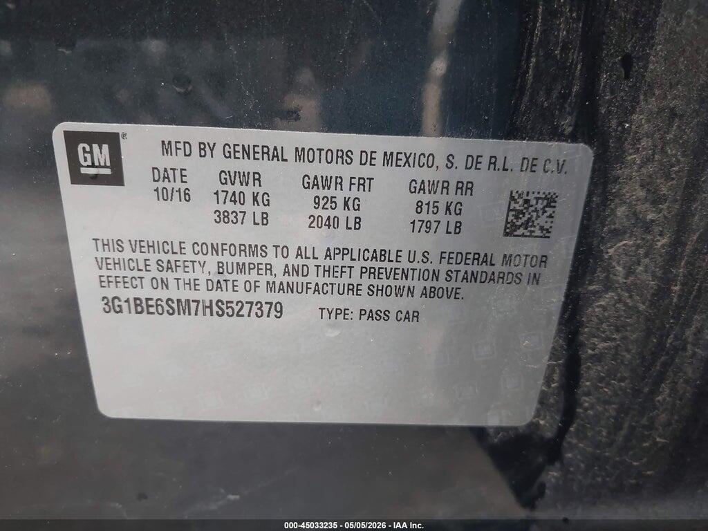 3G1BE6SM7HS527379 2017 CHEVROLET CRUZE photo no. 9