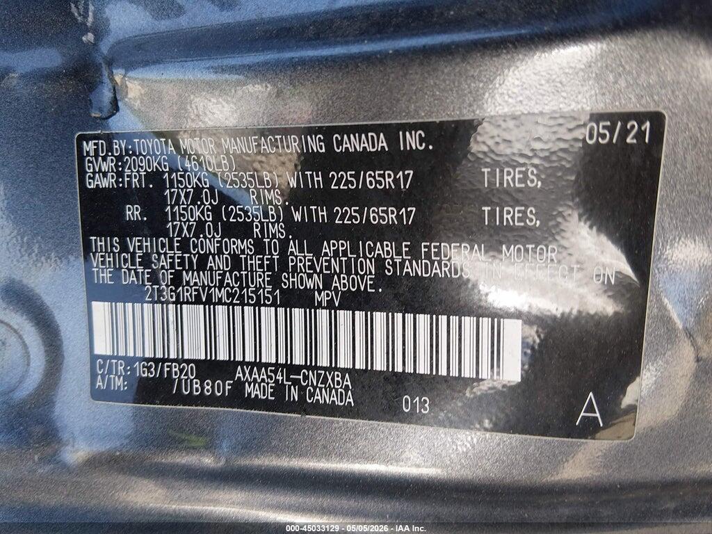2T3G1RFV1MC215151 2021 TOYOTA RAV4 photo no. 9