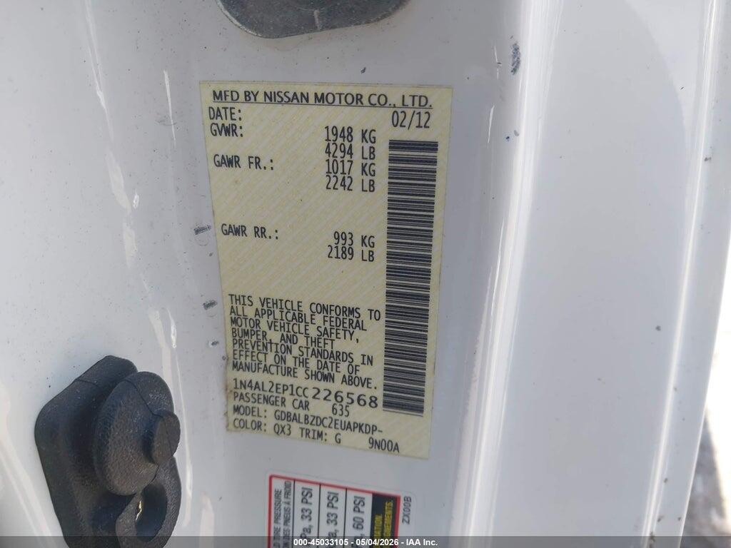 1N4AL2EP1CC226568 2012 NISSAN ALTIMA photo no. 9