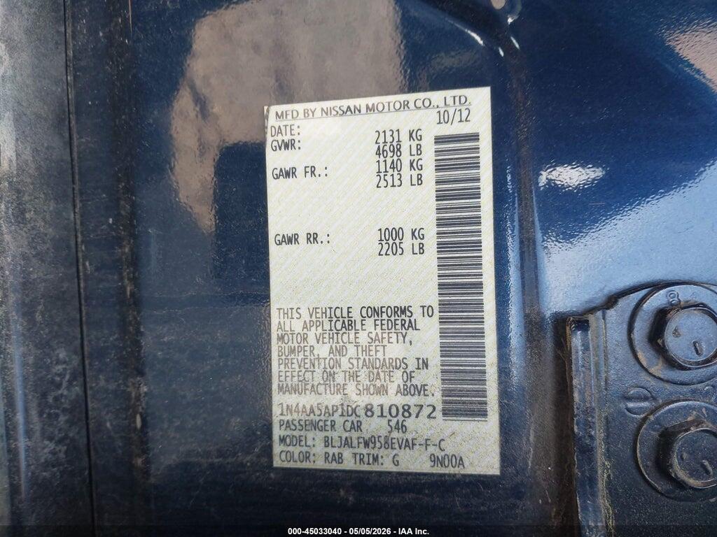 1N4AA5AP1DC810872 2013 NISSAN MAXIMA photo no. 9