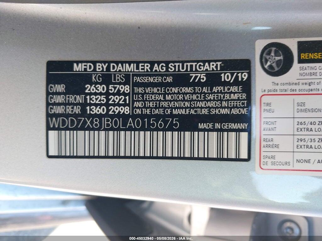 WDD7X8JB0LA015675 2020 MERCEDES-BENZ AMG GT 63 4-DOOR COUPE photo no. 9