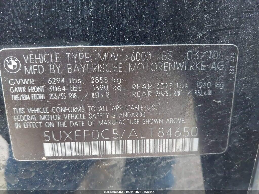 5UXFF0C57ALT84650 2010 BMW X5 photo no. 9