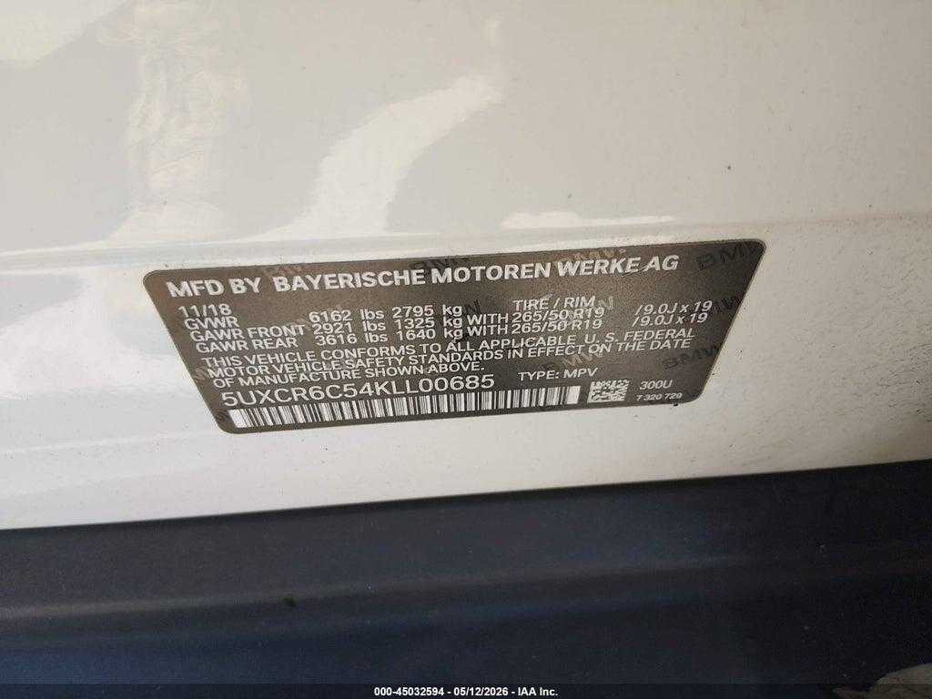 5UXCR6C54KLL00685 2019 BMW X5 photo no. 9
