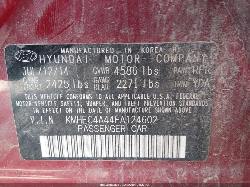 KMHEC4A44FA124602 2015 HYUNDAI SONATA HYBRID photo no. 9