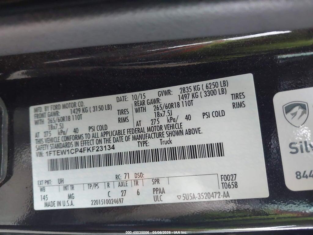 1FTEW1CP4FKF23134 2015 FORD F-150 photo no. 9