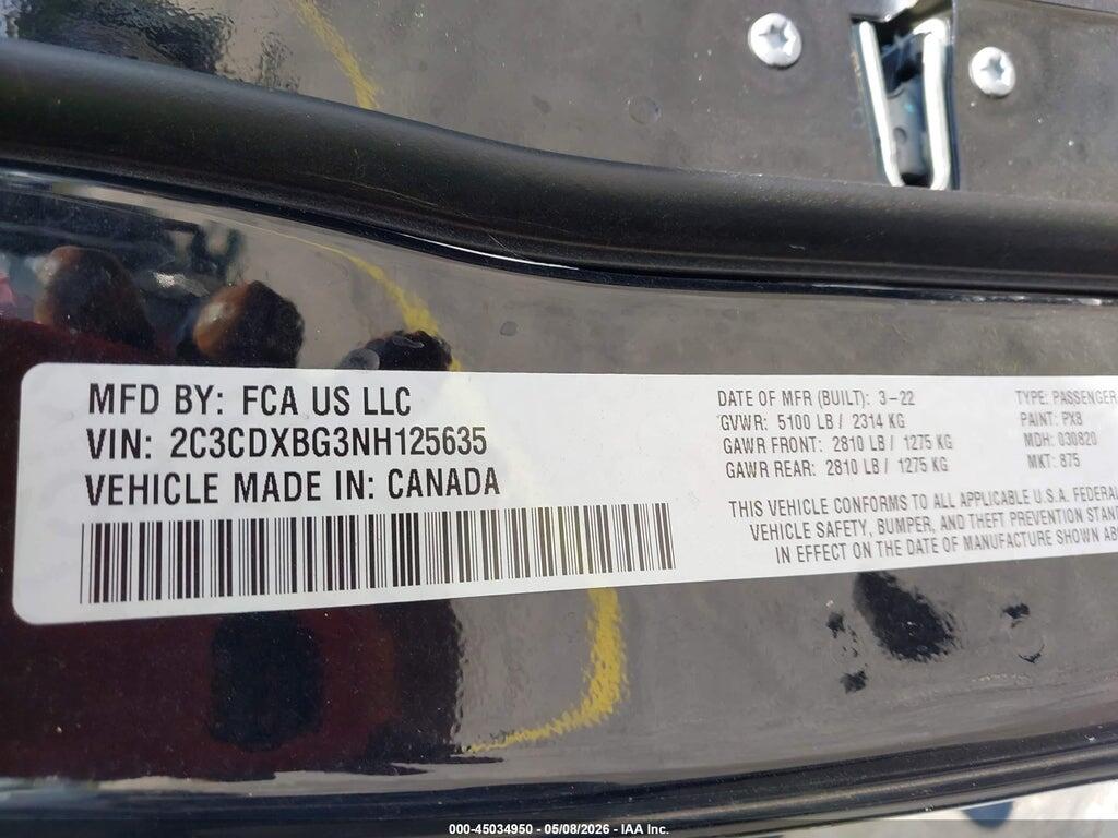 2C3CDXBG3NH125635 2022 DODGE CHARGER photo no. 9