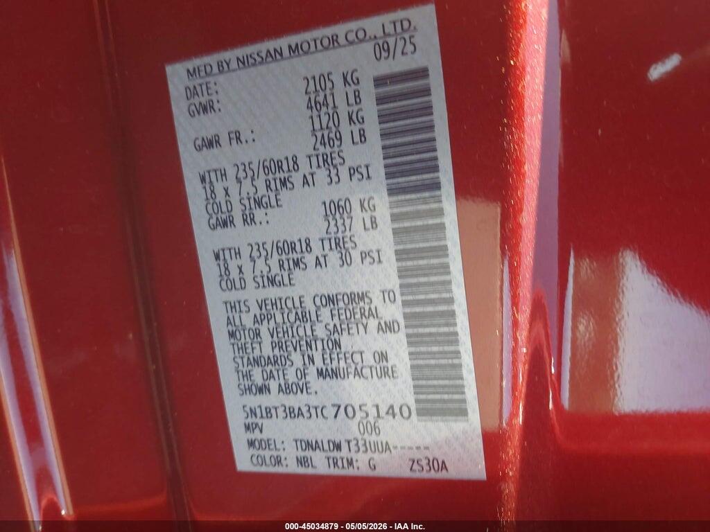 5N1BT3BA3TC705140 2026 NISSAN ROGUE photo no. 9