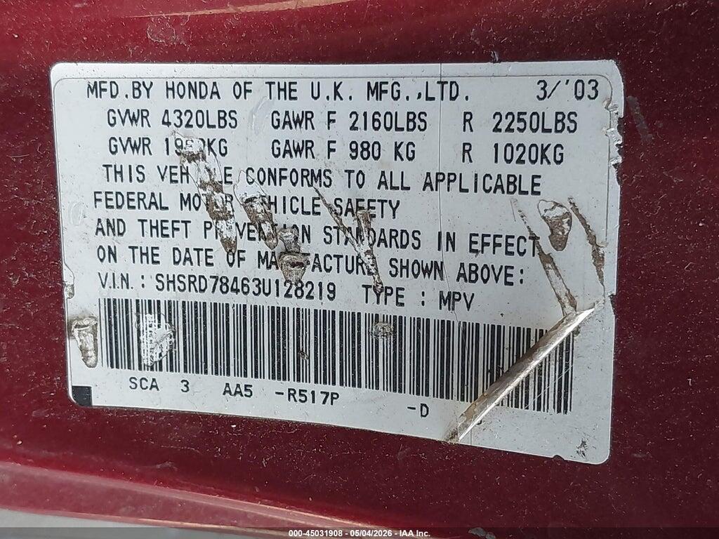 SHSRD78463U128219 2003 HONDA CR-V photo no. 9