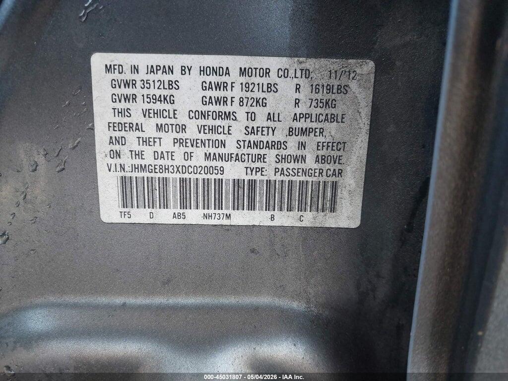 JHMGE8H3XDC020059 2013 HONDA FIT photo no. 9