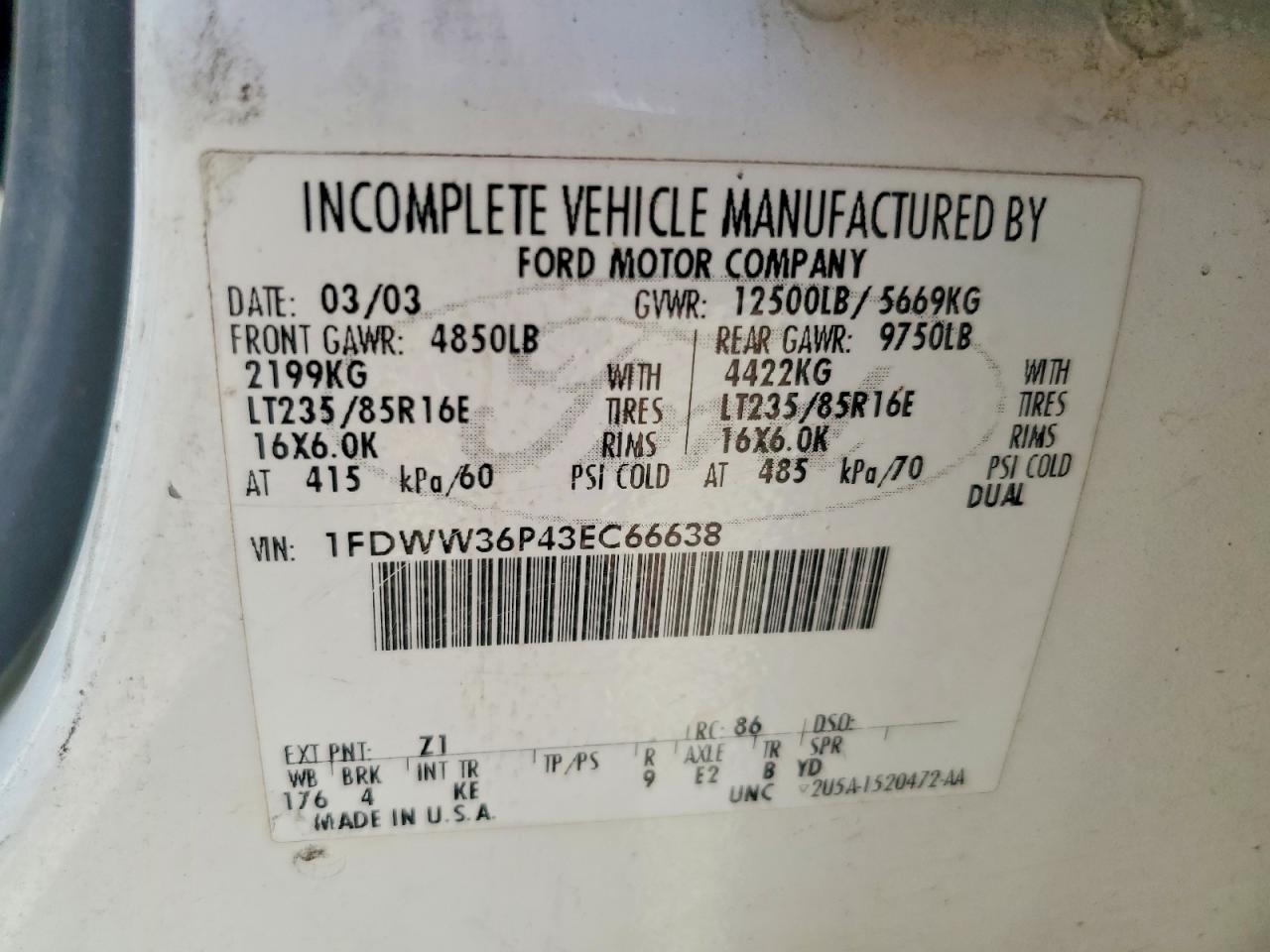 1FDWW36P43EC66638 2003 FORD F350 photo no. 12