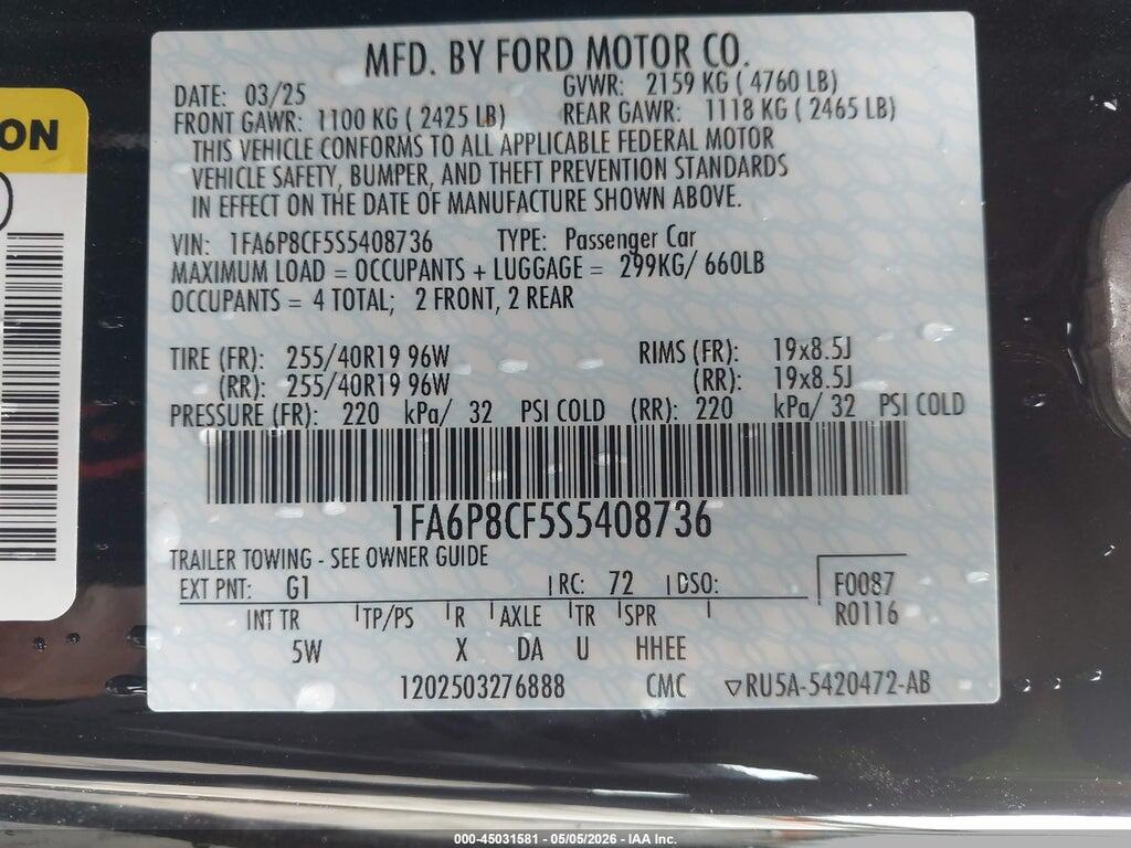 1FA6P8CF5S5408736 2025 FORD MUSTANG photo no. 9