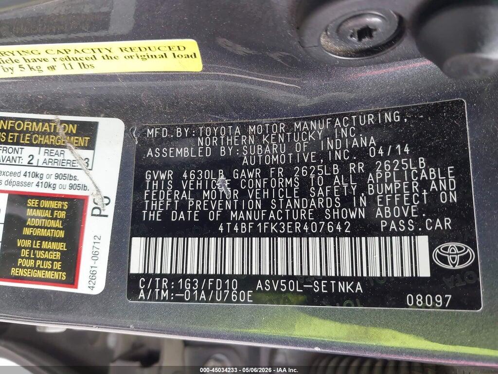 4T4BF1FK3ER407642 2014 TOYOTA CAMRY photo no. 9