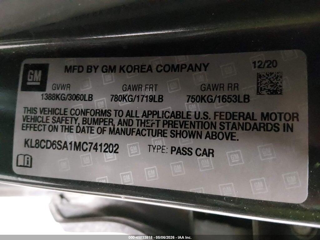 KL8CD6SA1MC741202 2021 CHEVROLET SPARK photo no. 9