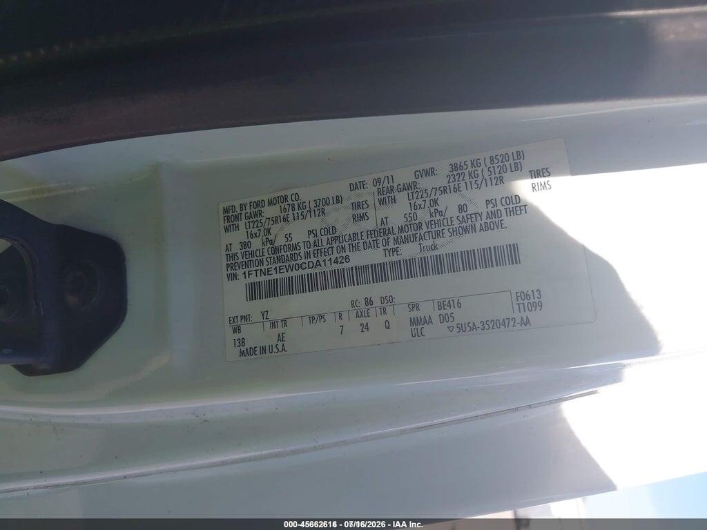 1FTNE1EW0CDA11426 2012 FORD E-150 photo no. 9