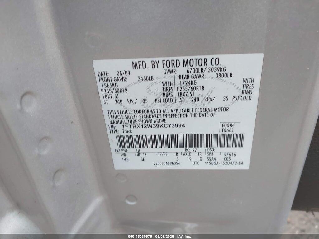 1FTRX12W39KC73994 2009 FORD F-150 photo no. 9