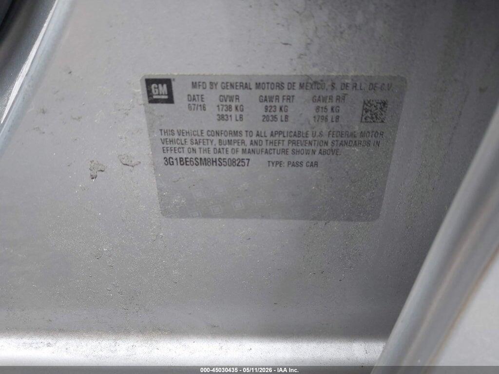 3G1BE6SM8HS508257 2017 CHEVROLET CRUZE photo no. 9