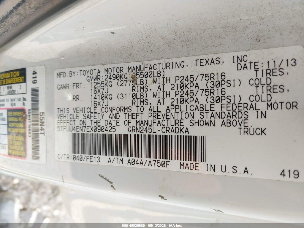 5TFUU4EN7EX090425 2014 TOYOTA TACOMA photo no. 9