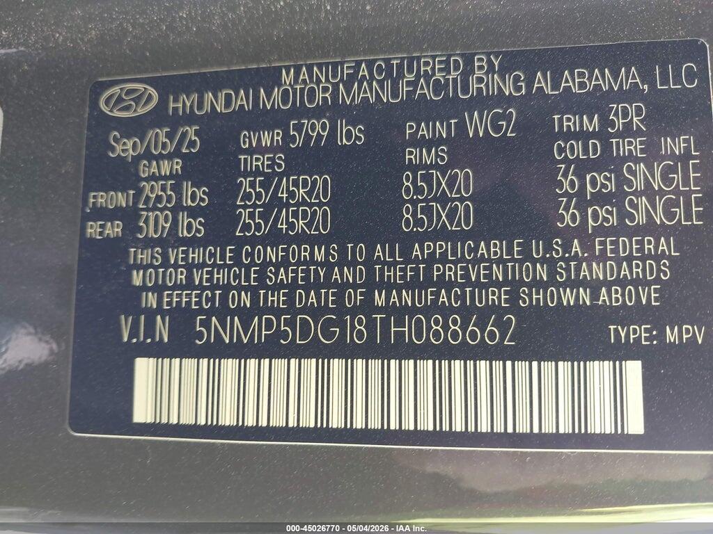5NMP5DG18TH088662 2026 HYUNDAI SANTA FE HYBRID photo no. 9
