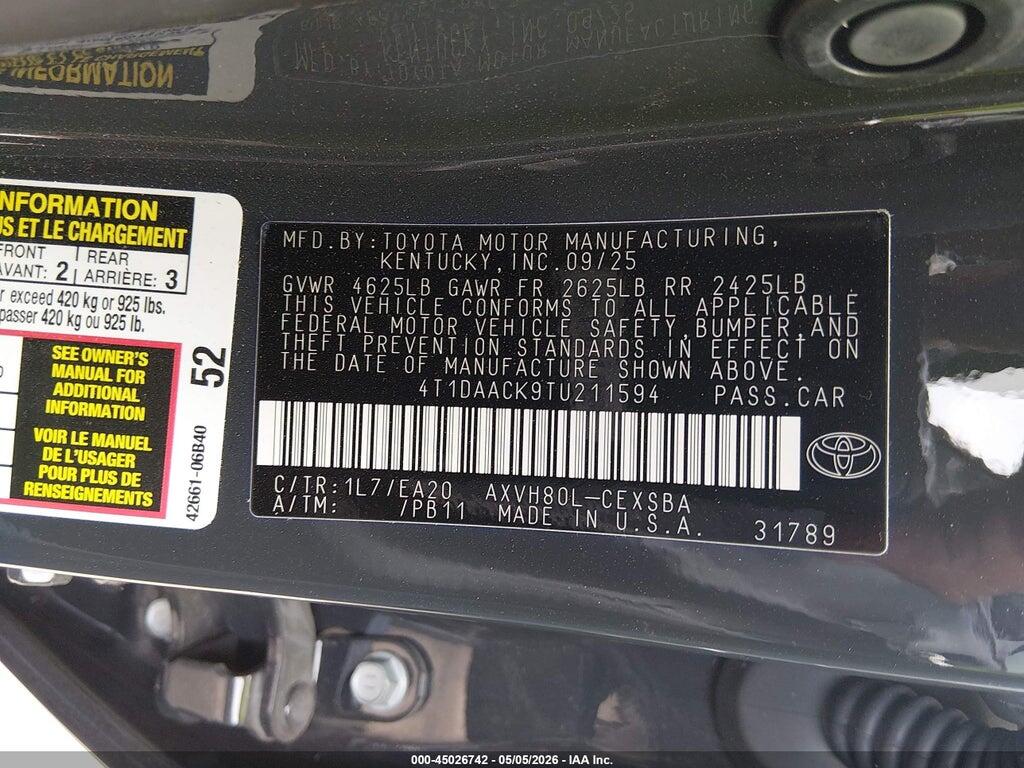 4T1DAACK9TU211594 2026 TOYOTA CAMRY photo no. 9