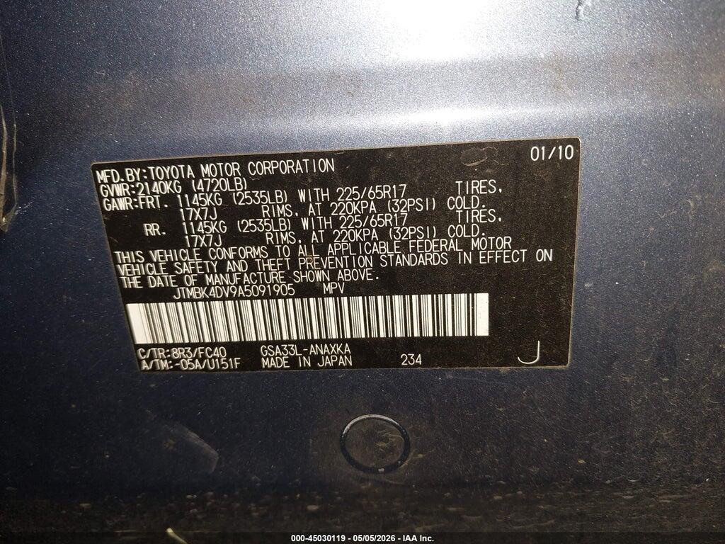 JTMBK4DV9A5091905 2010 TOYOTA RAV4 photo no. 9