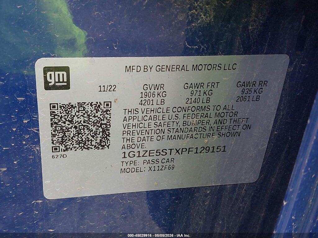 1G1ZE5STXPF129151 2023 CHEVROLET MALIBU photo no. 9