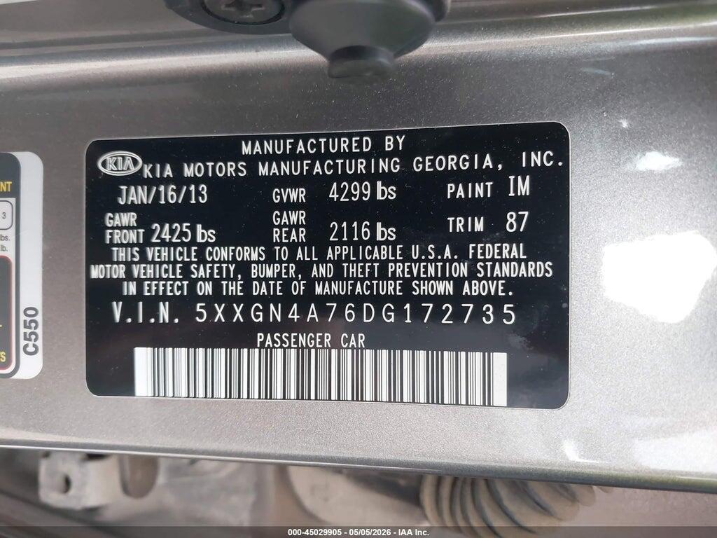 5XXGN4A76DG172735 2013 KIA OPTIMA photo no. 9