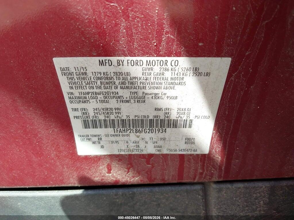 1FAHP2E86FG201934 2015 FORD TAURUS photo no. 9