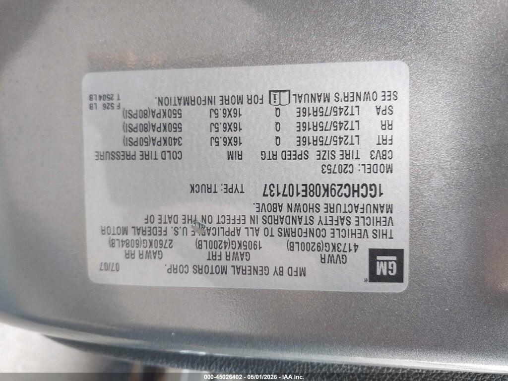 1GCHC29K08E107137 2008 CHEVROLET SILVERADO 2500HD photo no. 9
