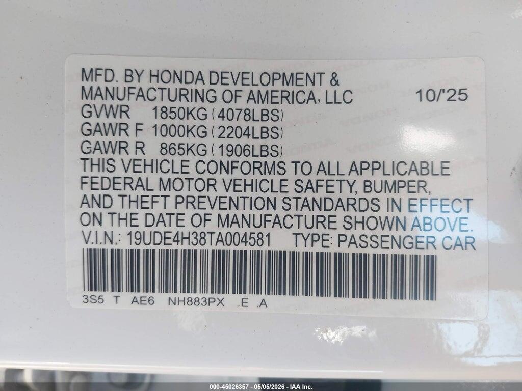 19UDE4H38TA004581 2026 ACURA INTEGRA photo no. 9