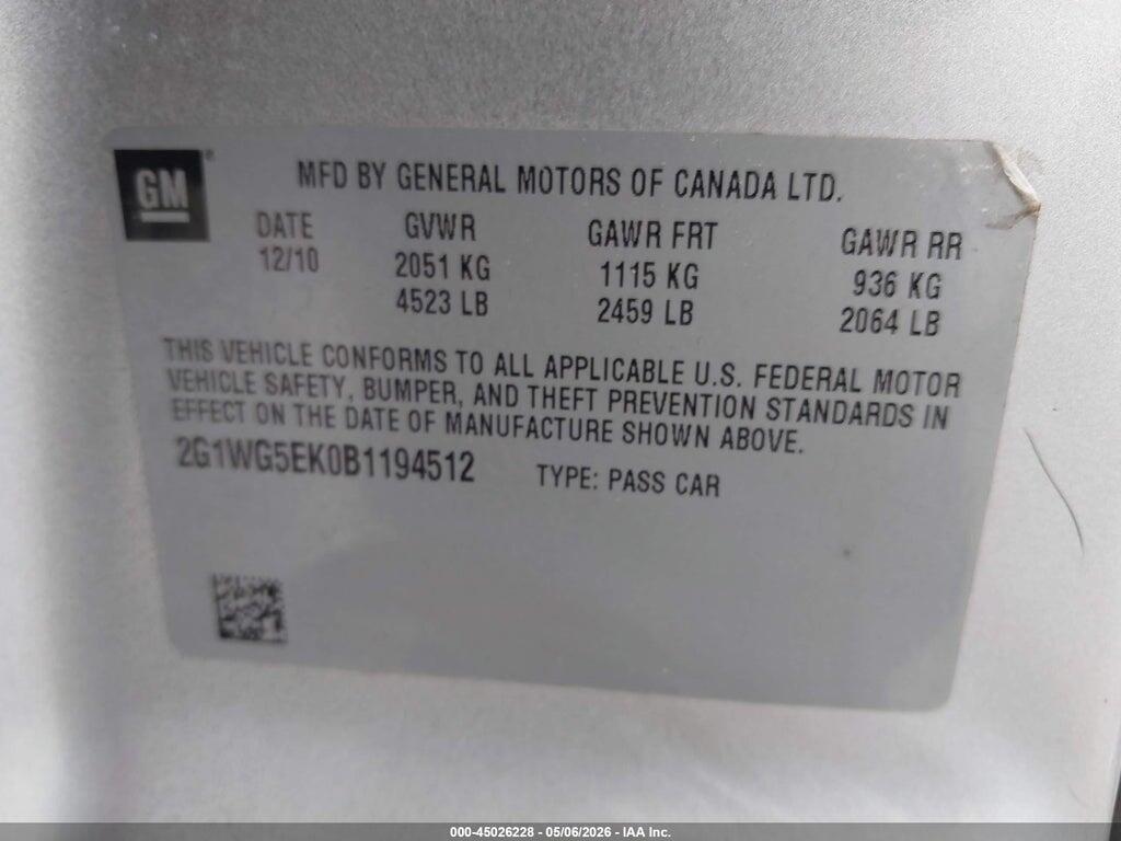 2G1WG5EK0B1194512 2011 CHEVROLET IMPALA photo no. 9