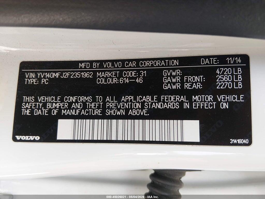 YV140MFJ2F2351962 2015 VOLVO S60 photo no. 9