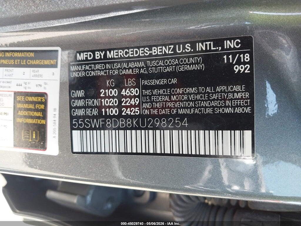 55SWF8DB8KU298254 2019 MERCEDES-BENZ C 300 photo no. 9