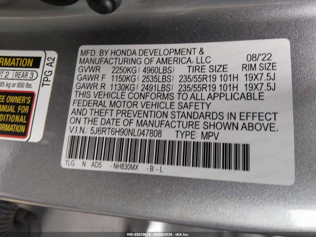 5J6RT6H90NL047808 2022 HONDA CR-V HYBRID photo no. 9
