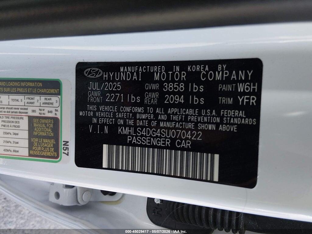 KMHLS4DG4SU070422 2025 HYUNDAI ELANTRA photo no. 9