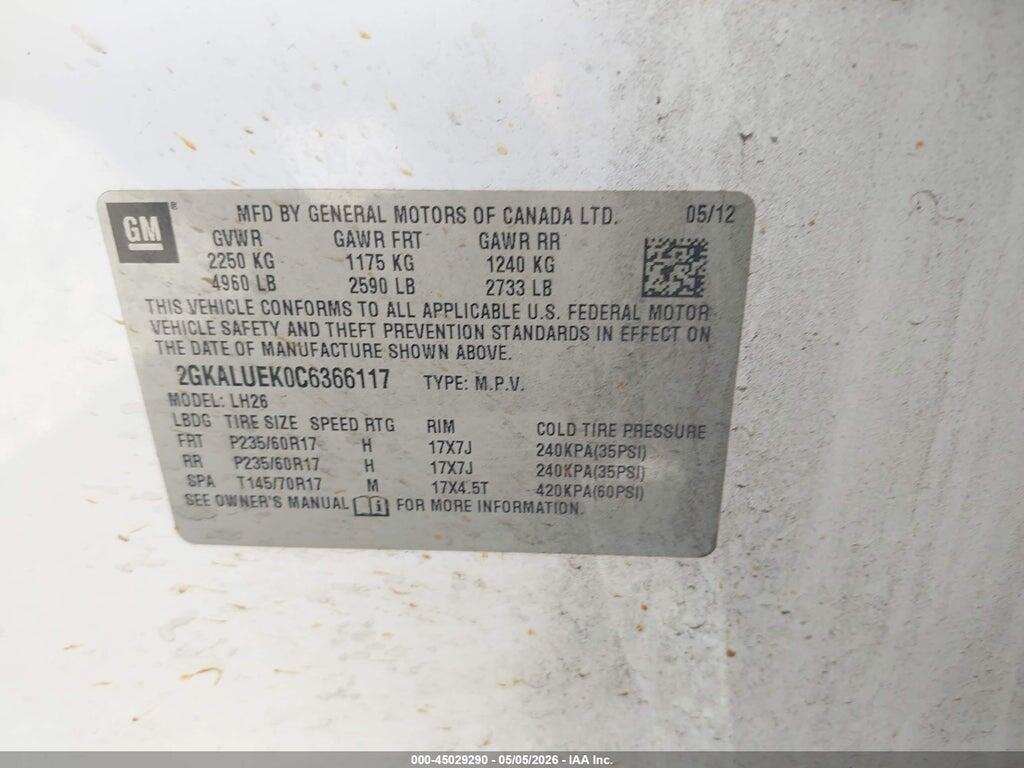 2GKALUEK0C6366117 2012 GMC TERRAIN photo no. 9
