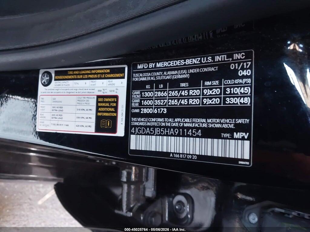 4JGDA5JB5HA911454 2017 MERCEDES-BENZ GLE 350 photo no. 9