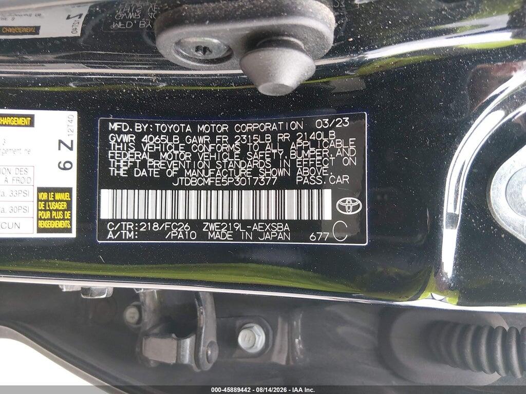 JTDBCMFE5P3017377 2023 TOYOTA COROLLA photo no. 9