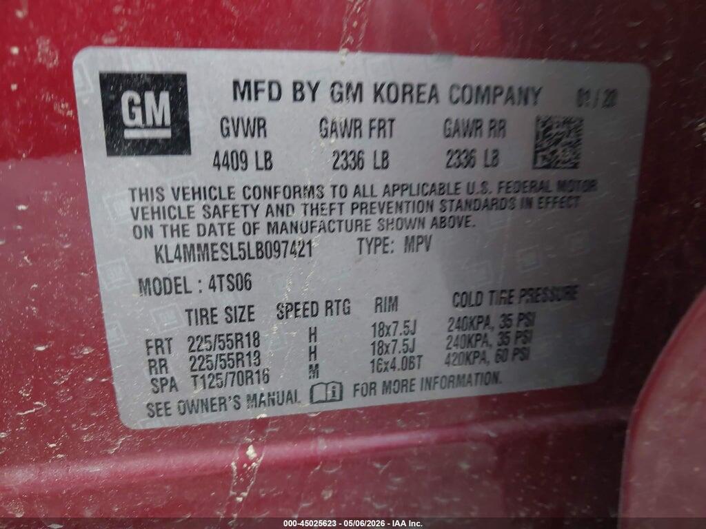 KL4MMESL5LB097421 2020 BUICK ENCORE GX photo no. 9