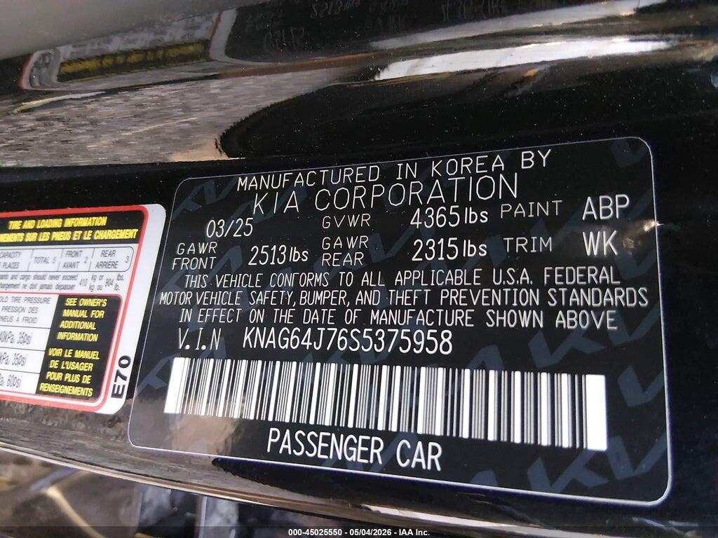 KNAG64J76S5375958 2025 KIA K5 photo no. 9