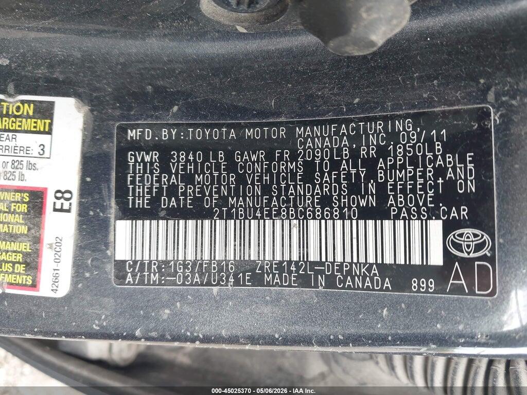 2T1BU4EE8BC686810 2011 TOYOTA COROLLA photo no. 9