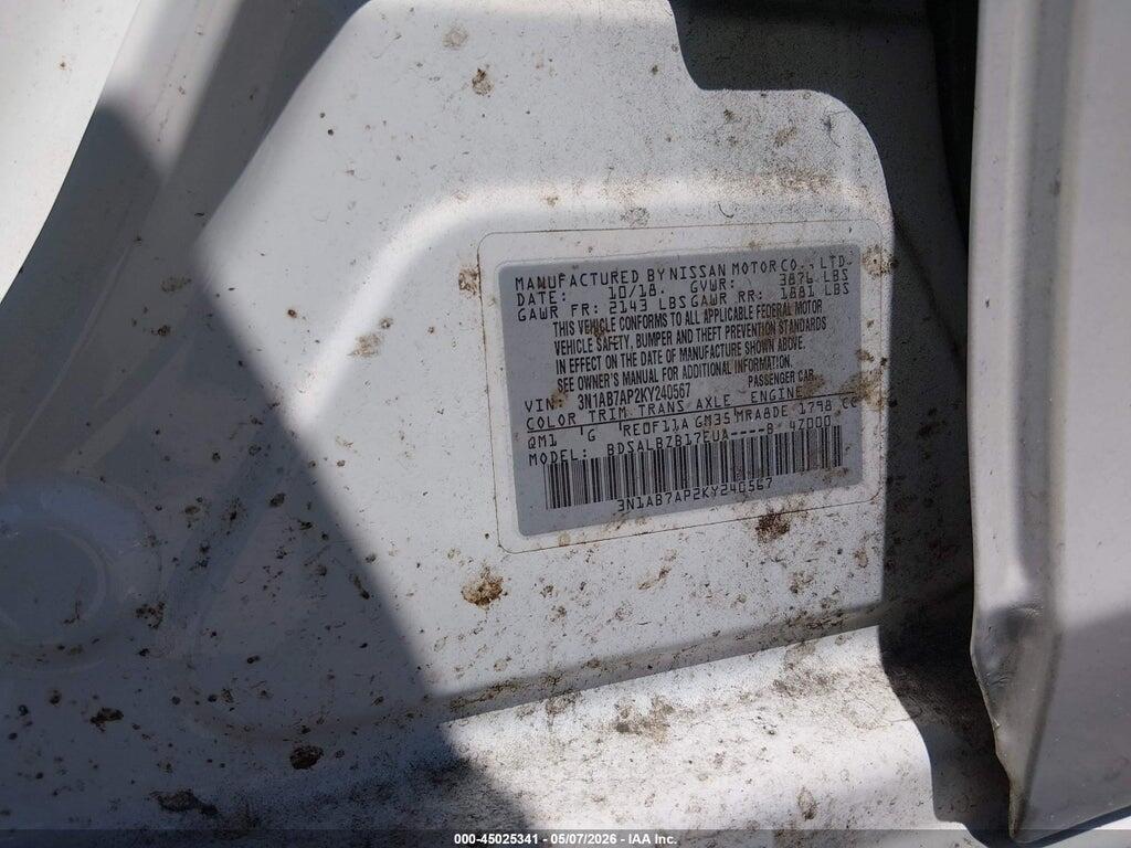 3N1AB7AP2KY240567 2019 NISSAN SENTRA photo no. 9