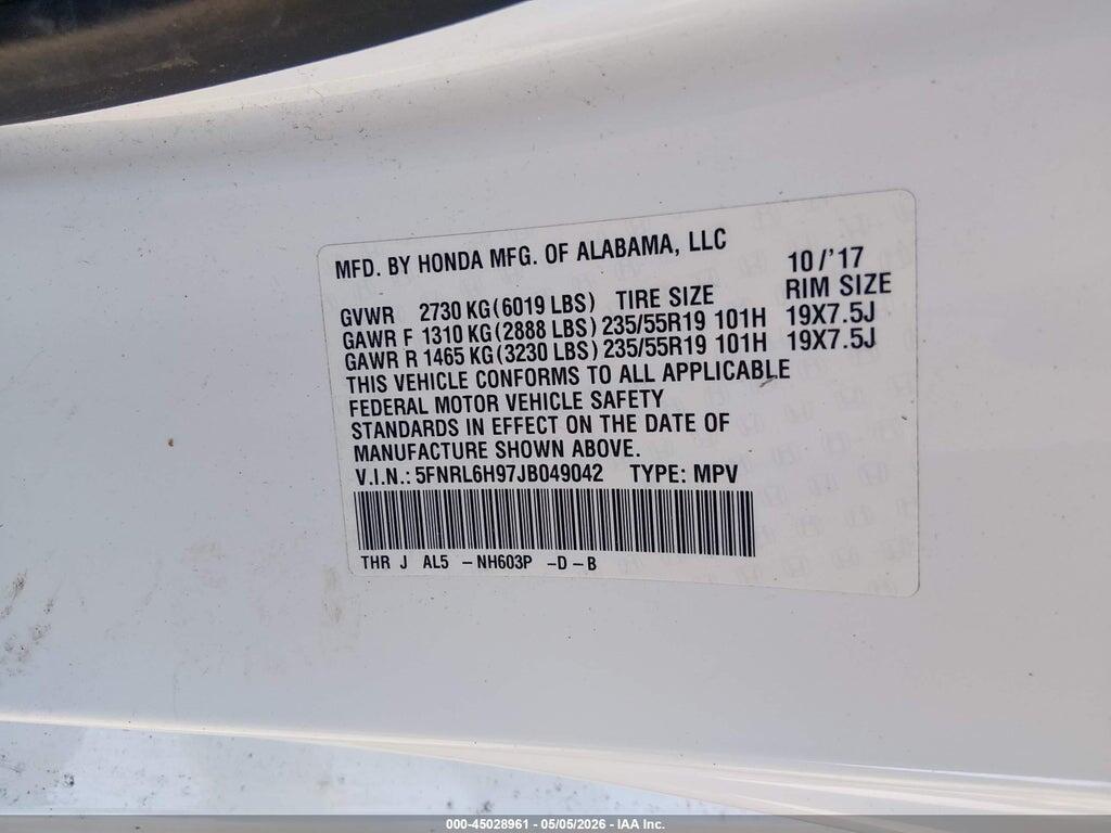 5FNRL6H97JB049042 2018 HONDA ODYSSEY photo no. 9