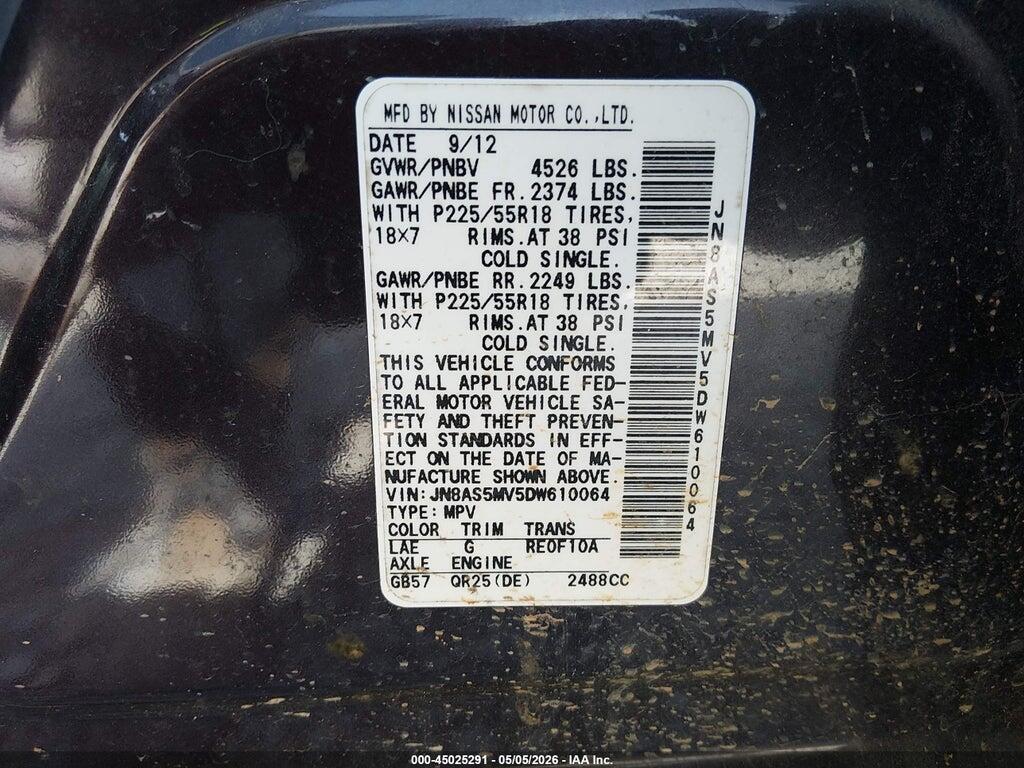 JN8AS5MV5DW610064 2013 NISSAN ROGUE photo no. 9